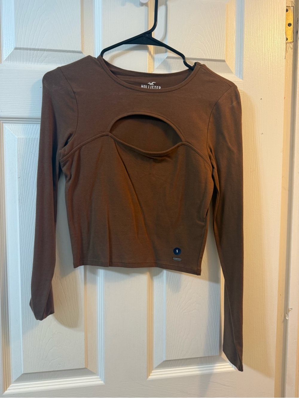 Hollister Brown Long Sleeve Cutout Crop Top